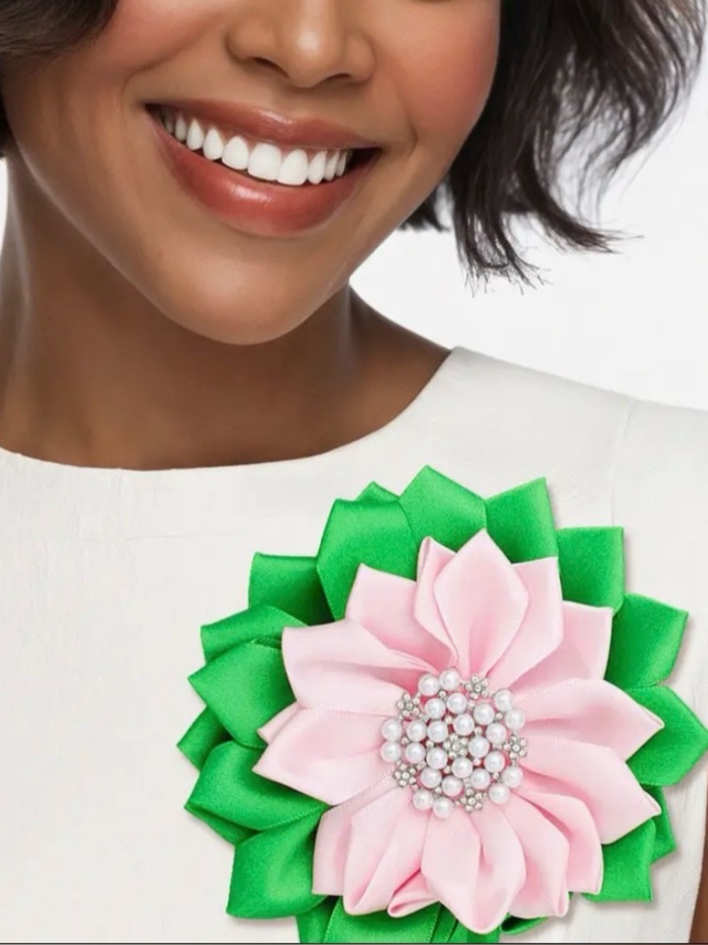 Floral Pink & Green Pearl Brooch - Women Jewelry